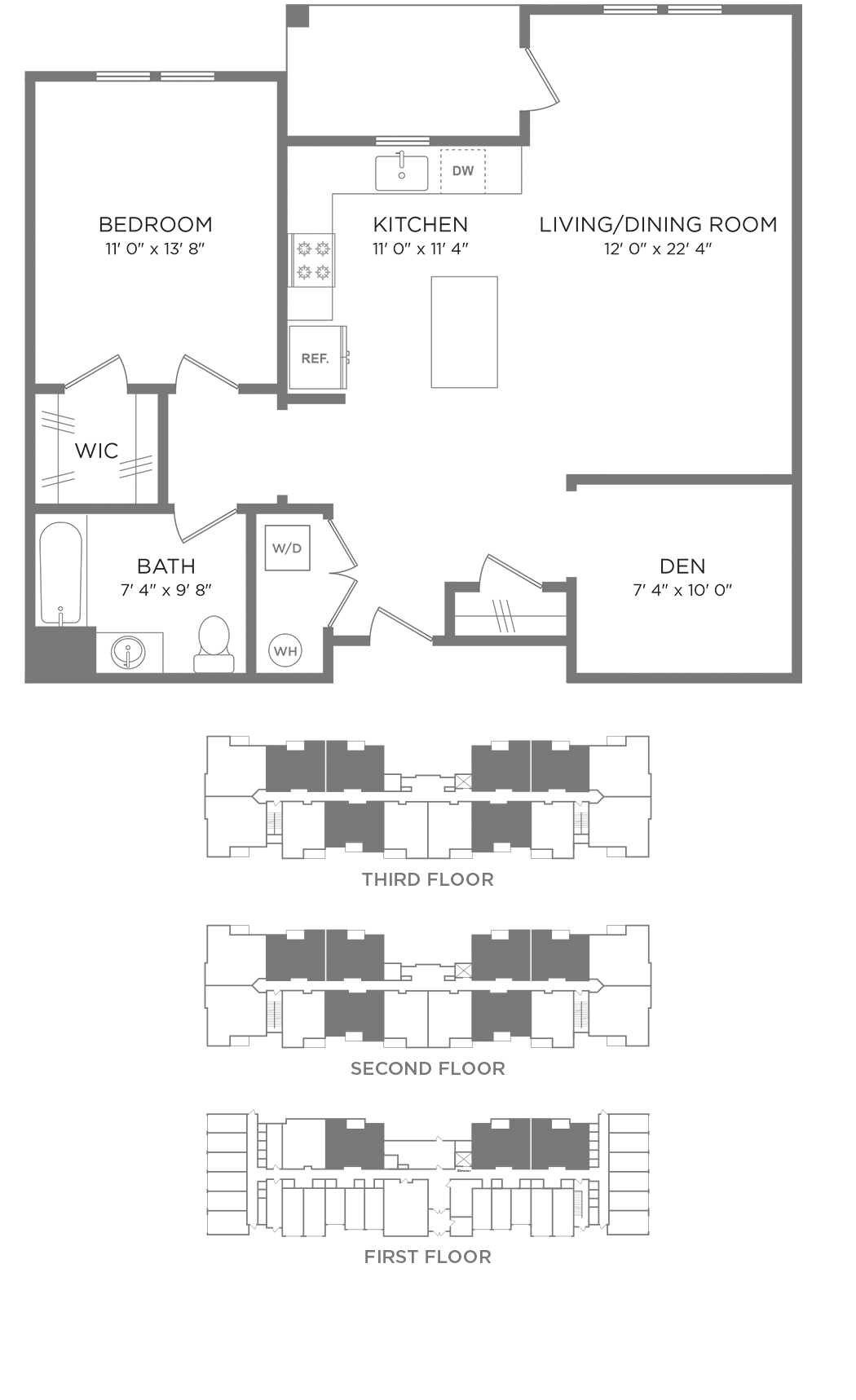 Jefferson Place 1B2S floorplan